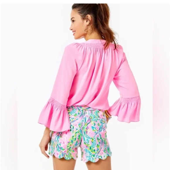 Lilly Pulitzer Pink Scalloped Knit Unicorn of the Sea Shorts - Picture 5 of 8